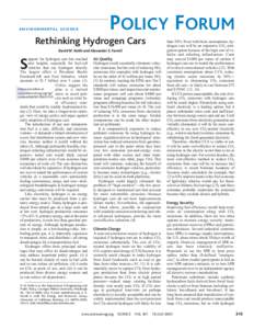 POLICY FORUM  E N V I R O N M E N TA L S C I E N C E Rethinking Hydrogen Cars David W. Keith and Alexander E. Farrell