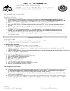 ASDVC / ICC FUNDS REQUEST Structure of Budget Committee of Student Government ASDVC BOC – Associated Students of Diablo Valley College Budget Oversight Committee ICC WMC – Inter Club Council Ways and Means Committee 