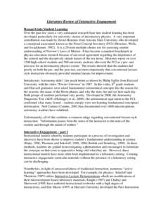 Microsoft Word - Literature Review of Interactive Engagement.doc