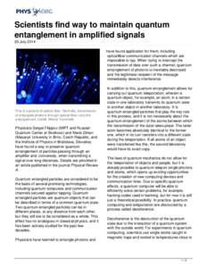 Scientists find way to maintain quantum entanglement in amplified signals