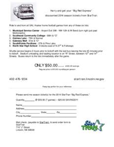 2014 Big Red Express Season Ticket Order Form