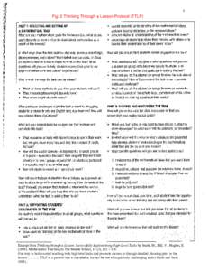 5  Fig. 2 Thinking Through a Lesson Protocol (TTLP) Excerpt from Thinking through a Lesson: Successfully Implementing High-Level Tasks by Smith, M., Bill, V., Hughes, E[removed]Mathematics Teaching In The Middle School,