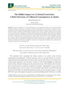 The Hidden Impact of a Criminal Conviction: A Brief Overview of Collateral Consequences in Alaska