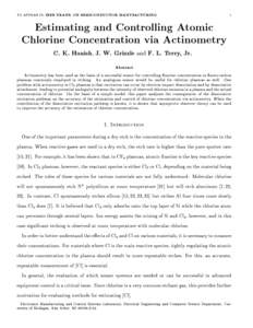 TO APPEAR IN: IEEE TRANS. ON SEMICONDUCTOR MANUFACTURING  Estimating and Controlling Atomic Chlorine Concentration via Actinometry  1