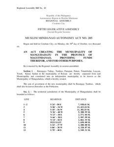Regional Assembly Bill No. 43  Republic of the Philippines