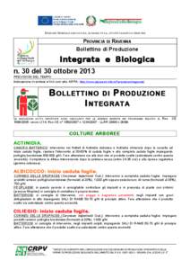 DIREZIONE GENERALE AGRICOLTURA, ECONOMIA ITTICA, ATTIVITÀ FAUNISTICO-VENATORIE  PROVINCIA DI RAVENNA Bollettino di Produzione