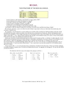 MICAH. THE STRUCTURE OF THE BOOK AS A WHOLE. Links. 1: 1. 1: 2—3: 12.