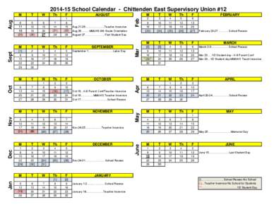 [removed]School Calendar - Chittenden East Supervisory Union #12  Jan