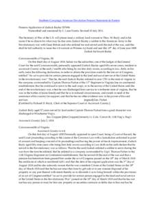 Southern Campaign American Revolution Pension Statements & Rosters Pension Application of Zadock Bayley S37696 Transcribed and annotated by C. Leon Harris. Revised 10 July[removed]The Secretary of War of the U.S. will plea