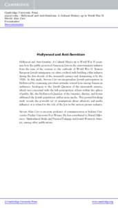 Cambridge University Press[removed]Hollywood and Anti-Semitism: A Cultural History up to World War II Steven Alan Carr Frontmatter More information