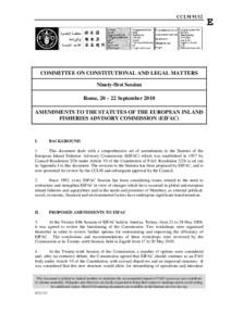 CCLM[removed]COMMITTEE ON CONSTITUTIONAL AND LEGAL MATTERS Ninety-first Session Rome, 20 – 22 September 2010 AMENDMENTS TO THE STATUTES OF THE EUROPEAN INLAND