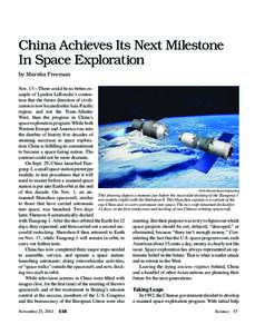 China Achieves Its Next Milestone In Space Exploration by Marsha Freeman Nov. 17—There could be no better example of Lyndon LaRouche’s contention that the future direction of civilization is now located in the Asia-P