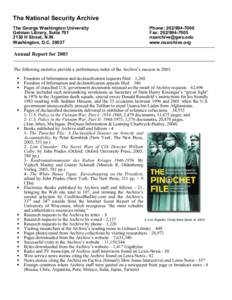 The National Security Archive The George Washington University Gelman Library, Suite[removed]H Street, N.W. Washington, D.C[removed]