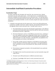 Intermediate Small Bank Examination Procedures[removed]Intermediate Small Bank Examination Procedures Examination Scope