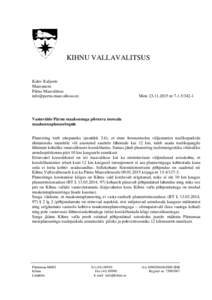 KIHNU VALLAVALITSUS  Kalev Kaljuste Maavanem Pärnu Maavalitsus .