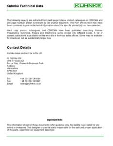 Kuhnke Technical Data  The following page(s) are extracted from multi-page Kuhnke product catalogues or CDROMs and any page number shown is relevant to the original document. The PDF sheets here may have been combined to