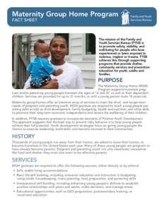 Maternity Group home Program FacT SHEET Family and Youth Services Bureau