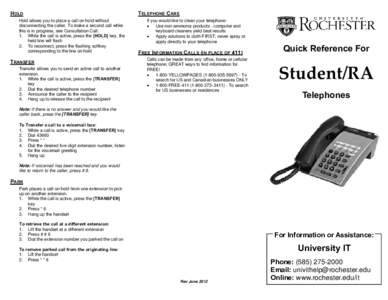 Student Telephone Quick Reference Guide.pub