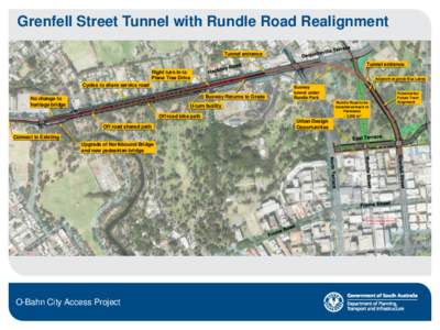 Grenfell Street Tunnel with Rundle Road Realignment Tunnel entrance Tunnel entrance Right turn in to Plane Tree Drive