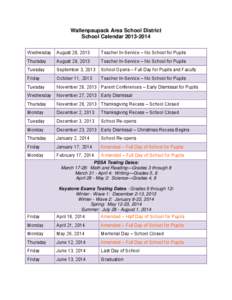 Wallenpaupack Area School District School Calendar[removed]Wednesday