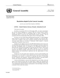 United Nations  General Assembly A/RES[removed]Distr.: General