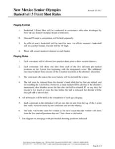 New Mexico Senior Olympics Basketball 3 Point Shot Rules Revised[removed]Playing Format