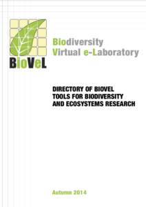 Biodiversity Virtual e-Laboratory Directory of BioVeL tools for biodiversity and ecosystems research
