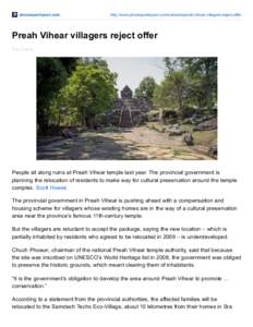 phnompenhpost.com  http://www.phnompenhpost.com/national/preah-vihear-villagers-reject-offer Preah Vihear villagers reject offer Sen David