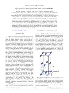 PHYSICAL REVIEW B 78, 184429 共2008兲  Spin dynamics in the magnetoelectric effect compound LiCoPO4 Wei Tian,1 Jiying Li,2,3 Jeffrey W. Lynn,2 Jerel L. Zarestky,1 and David Vaknin1 1Ames