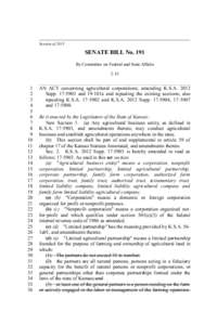 Session ofSENATE BILL No. 191 By Committee on Federal and State Affairs 2-13