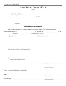 AO 91 (Rev[removed]Criminal Complaint  UNITED STATES DISTRICT COURT