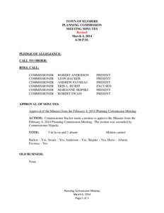 TOWN OF ELSMERE PLANNING COMMISSION MEETING MINUTES Revised March 4, 2014 6:30 P.M.