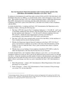 How the Department Made Determinations under Sections 616(d) and 642 of the Individuals with Disabilities Education Act in 2013: Part C