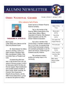 O HIO N ATIONAL G UARD  Volume 4, Edition 1- January 1, 2012 Ohio veterans hall of fame funeral services at Western Reserve