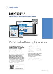 Mobile banking / Core banking / SMS banking / Service-oriented architecture / Customer relationship management / Mobile payment / E-Services / Cloud computing / Online banking / Technology / Electronic commerce / Business