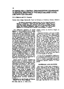 Evidence for a Central Cholinoceptive Component in Despotic Behavior in the Male Collared Lizard, Crotaphytus collaris