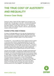 OXFAM CASE STUDY  SEPTEMBER 2013 THE TRUE COST OF AUSTERITY AND INEQUALITY