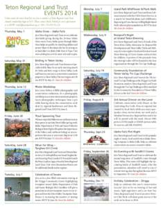 Teton Regional Land Trust Events 2014 Monday, July 7  Island Park Wildflower & Plant Walk