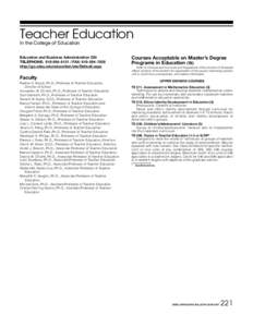 Teacher Education In the College of Education Education and Business Administration 255 TELEPHONE:  FAX: http://go.sdsu.edu/education/ste/Default.aspx