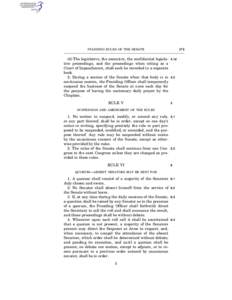 Standing Rules of the United States Senate /  Rule VI / Public law / Separation of powers / Standing Rules of the United States Senate /  Rule XII / United States Senate / Standing Rules of the United States Senate / Government / Quorum
