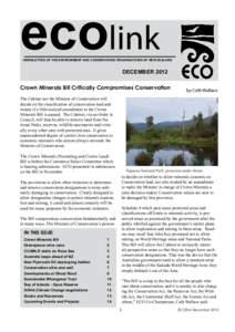 ecolink  newsletter of the Environment and conservation organisations of new zealand december 2012