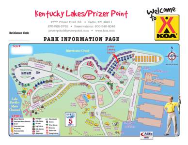 Kentucky Lakes/Prizer Point 1777 Prizer Point Rd. • Cadiz, KY[removed]3762 • Reservations: [removed]removed] • www.koa.com  Bathhouse Code