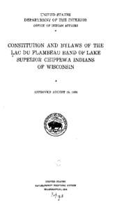 Constitution and Bylaws of the Lac du Flambeau Band of Lake Superior Chippewa Indians