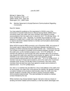 June 26, 2007  Michael S. Sadow, Esq. Silver, Freedman & Taff, L.L.P[removed]K Street, N.W., Suite 100 Washington, D.C[removed]