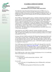 ST GEORGE COMMUNITY REPORT CHITTENDEN COUNTY METROPOLITAN PLANNING ORGANIZATION The Chittenden County Metropolitan Planning Organization (CCMPO) serves as a cooperative regional forum for the development of transportatio