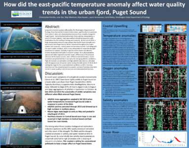 How did the east-pacific temperature anomaly affect water quality trends in the urban fjord, Puget Sound Christopher Krembs, Julia Bos, Skip Albertson, Mya Keyzers, Laura Hermanson, Carol Maloy, Washington State Departme