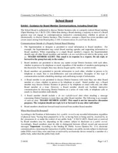 Community Unit School District No. 1  2:140-E School Board Exhibit - Guidance for Board Member Communications, Including Email Use