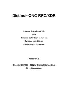 RPC Library Remote Procedure Calls and External Data Representation SDK.