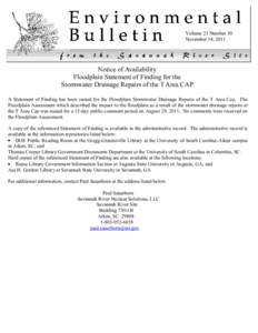 Volume 23 Number 30 November 14, 2011 Notice of Availability Floodplain Statement of Finding for the Stormwater Drainage Repairs of the T Area CAP