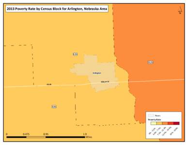 ´  2013 Poverty Rate by Census Block for Arlington, Nebraska Area 6.4% 10.3%